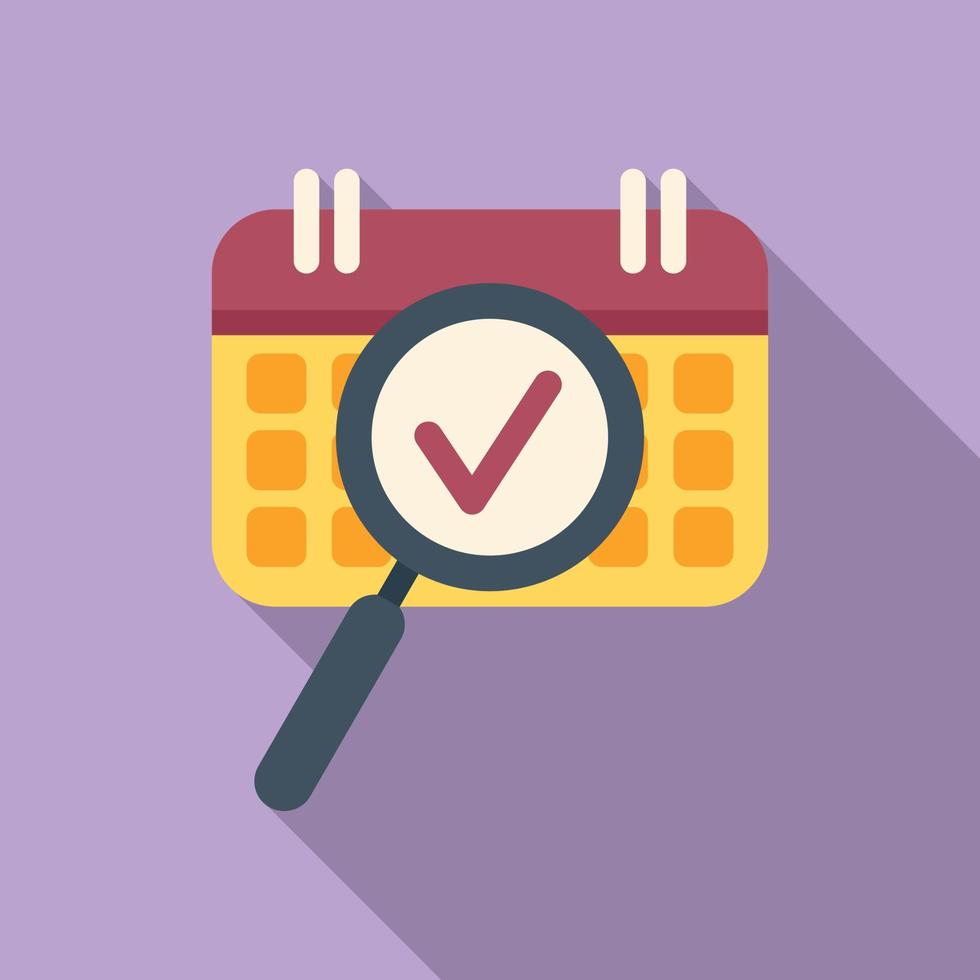 Search calendar task icon flat vector. Event time vector