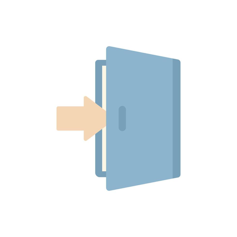 Open door icon flat vector. Computer interface vector