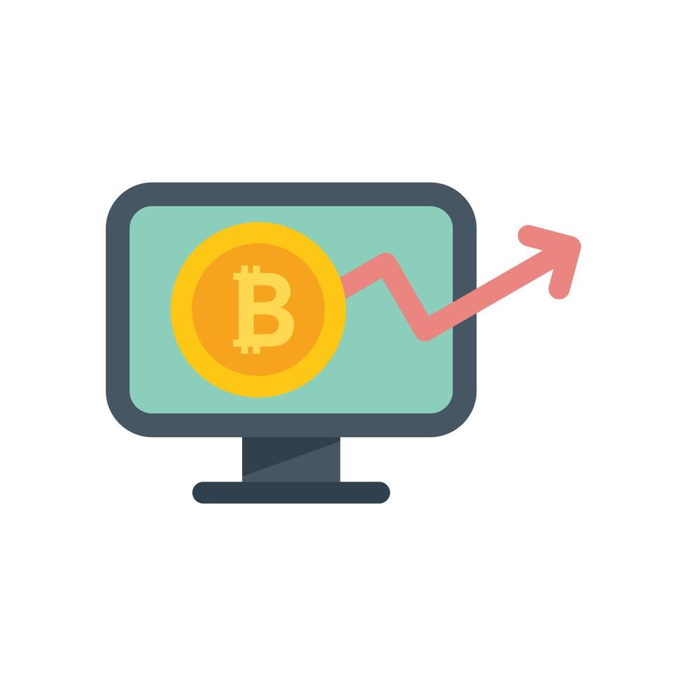 Cryptocurrency monitor icon flat vector. Digital finance vector