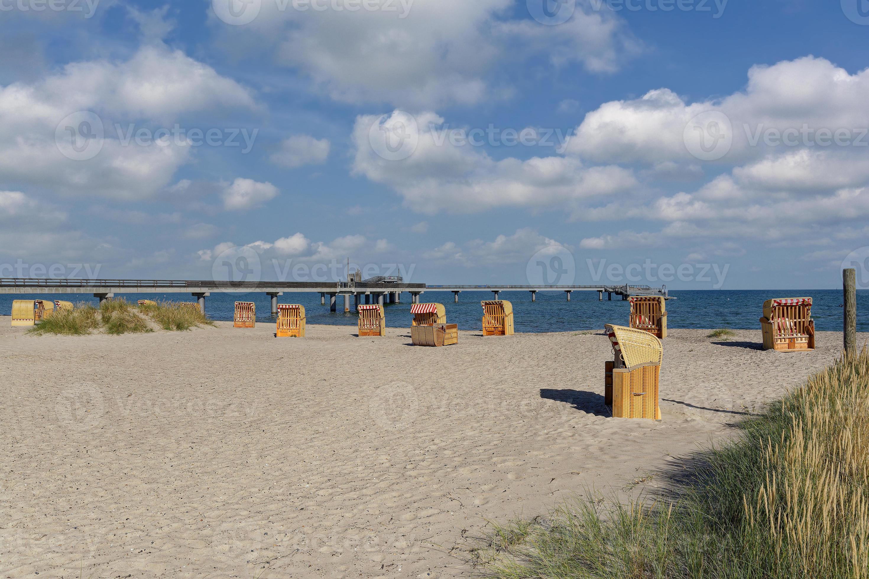 Beach and Pier of Heiligenhafen,baltic Sea,Schleswig- Holstein