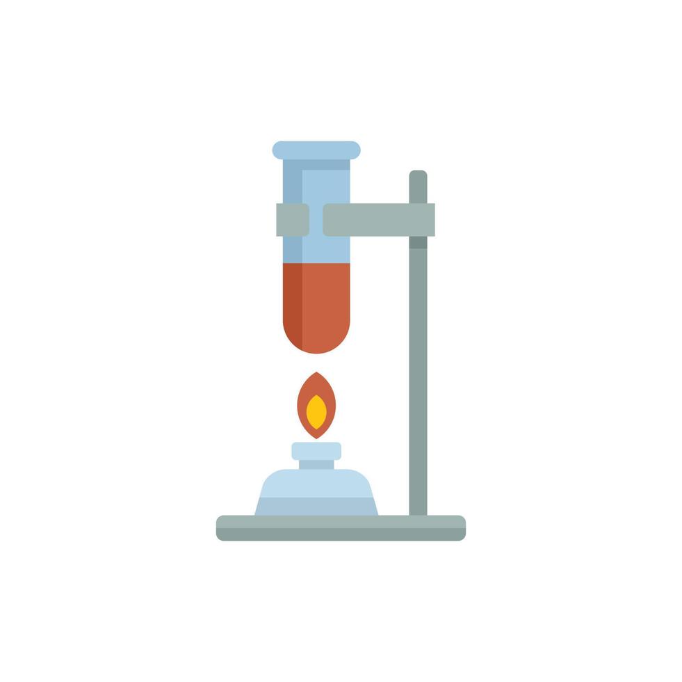 vector plano de icono de tubo de ensayo ardiente. investigación de laboratorio