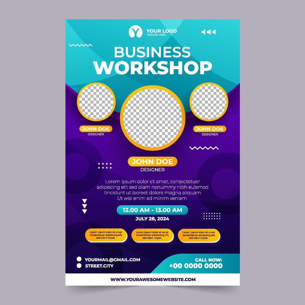 Online Workshop Template Poster vector