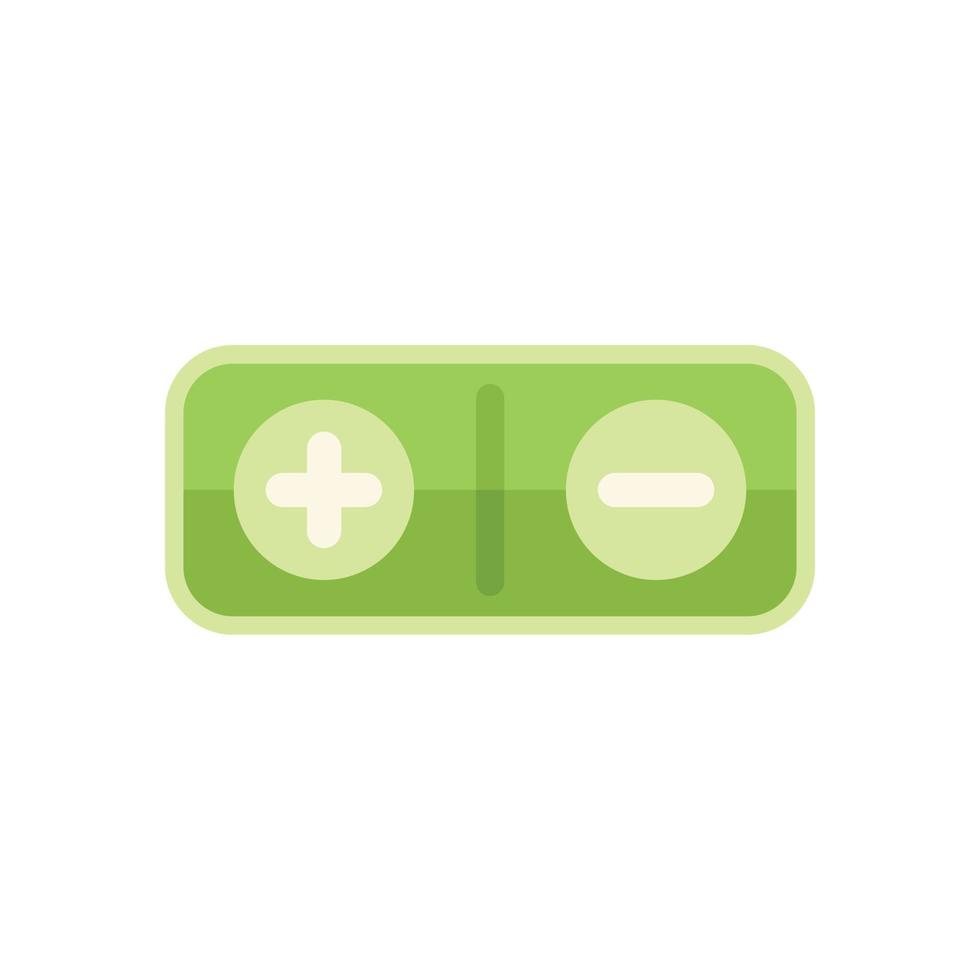 Small battery icon flat vector. Button interface vector