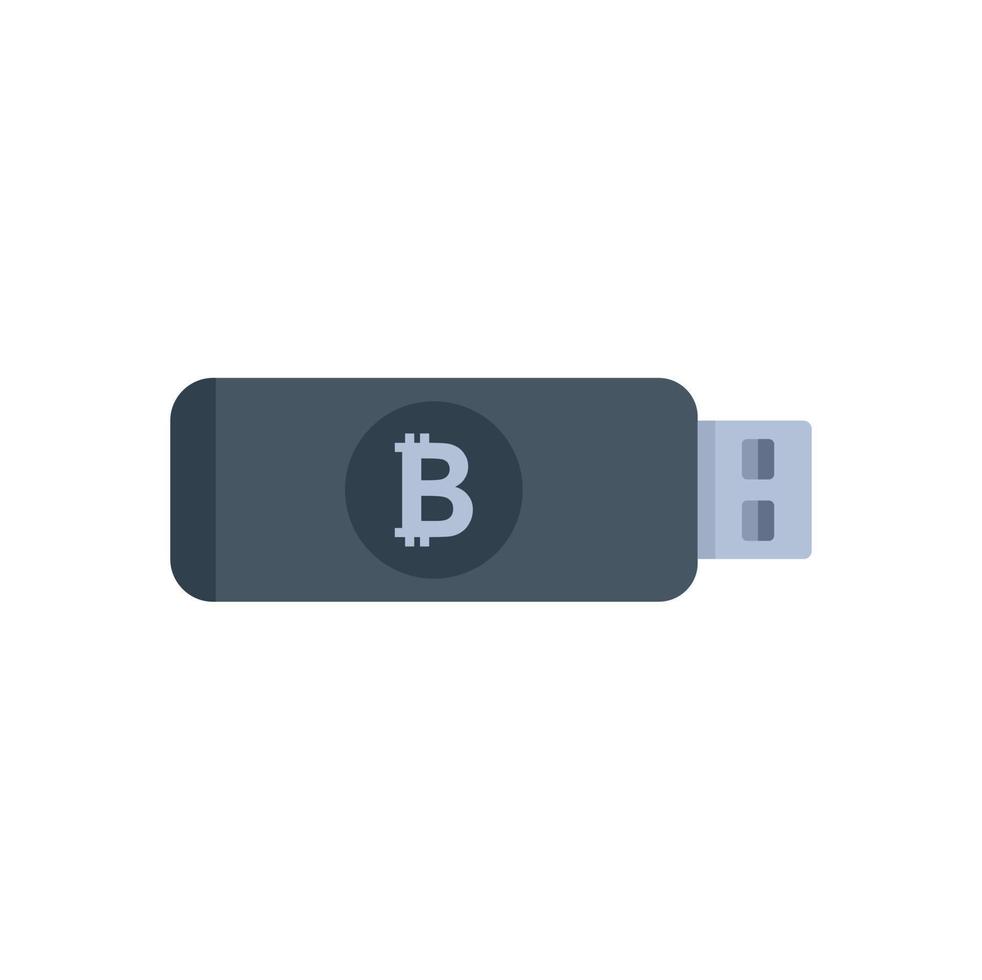 Cryptocurrency usb icon flat vector. Bitcoin money vector