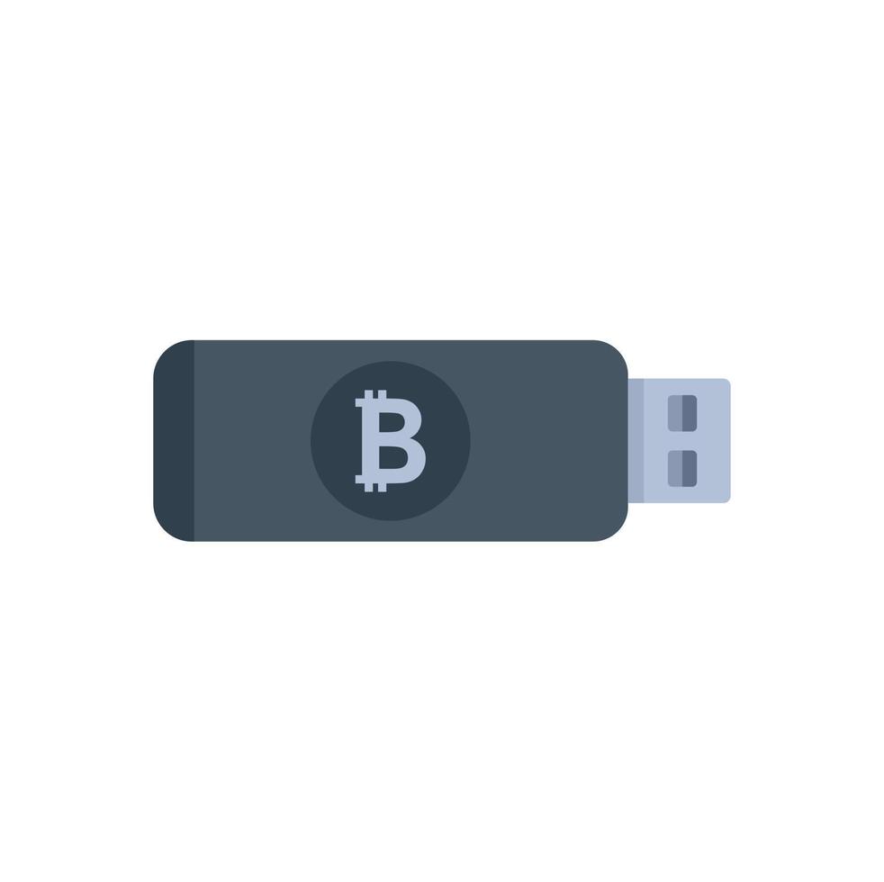 Cryptocurrency usb icon flat vector. Bitcoin money vector