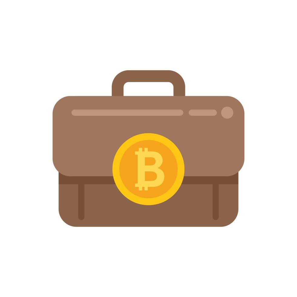 Bitcoin case icon flat vector. Crypto money vector