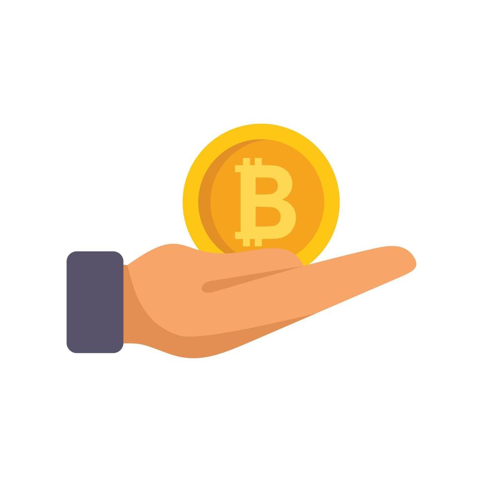 Care bitcoin icon flat vector. Crypto money vector