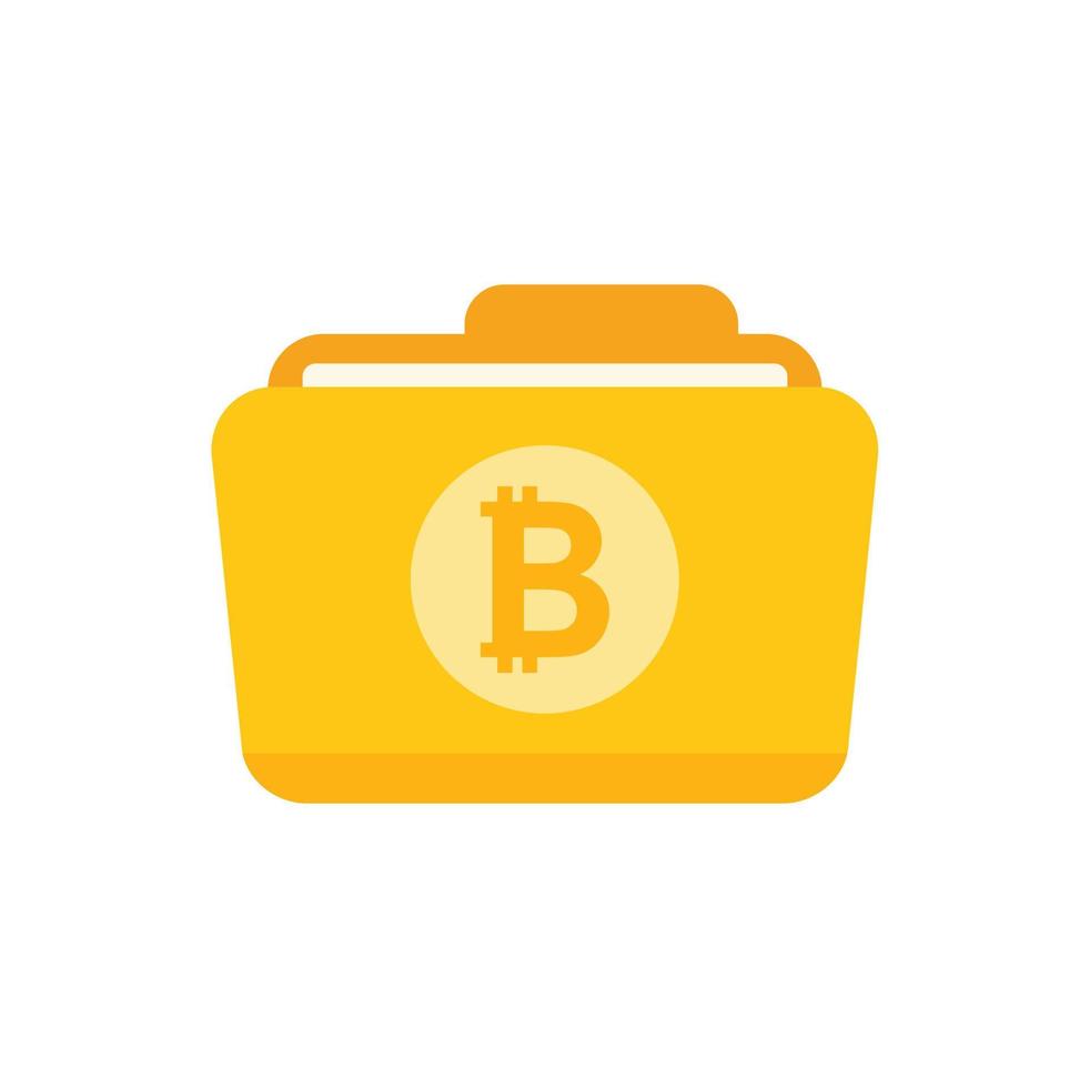 Bitcoin folder icon flat vector. Crypto money vector