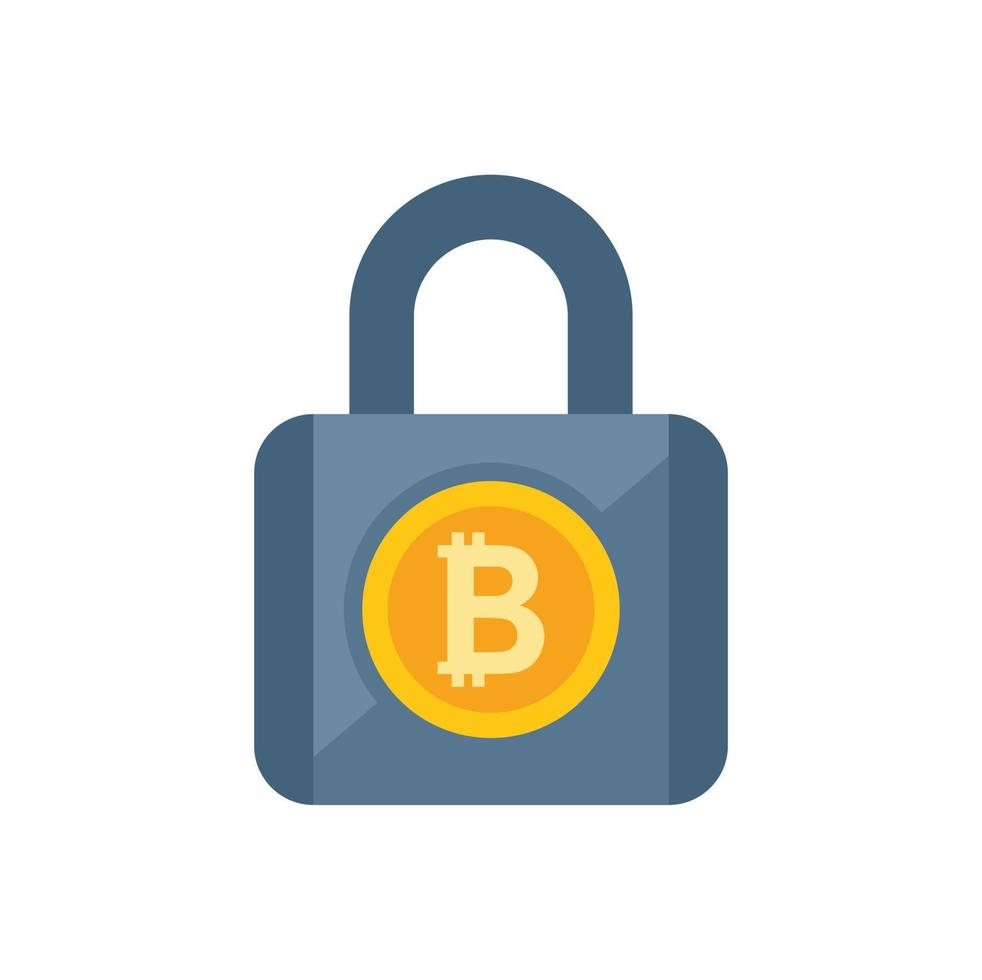 Crypto padlock icon flat vector. Bitcoin money vector