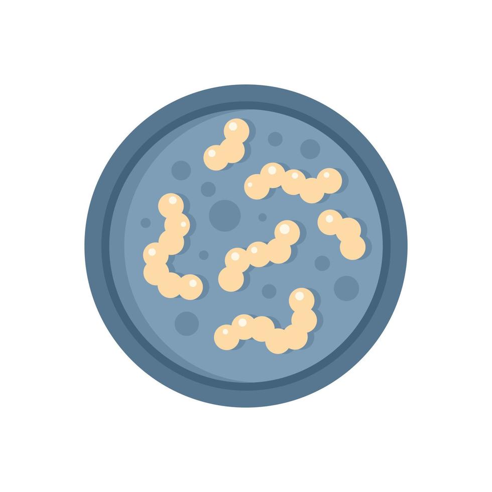 Experiment bacteria icon flat vector. Petri dish vector