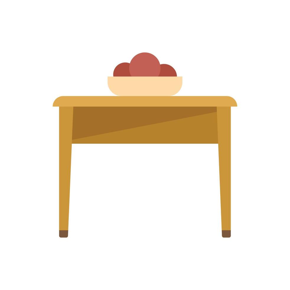 Wood table icon flat vector. Kitchen room vector