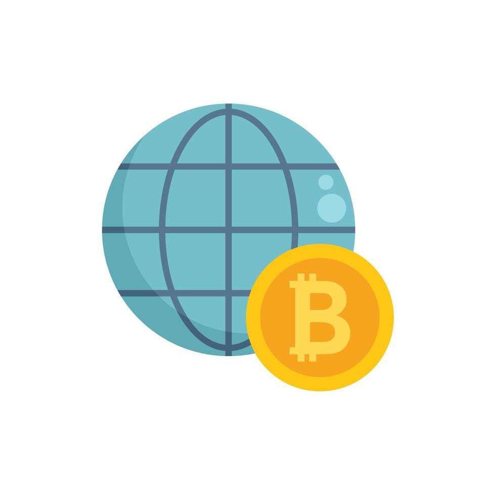 Global cryptocurrency icon flat vector. Crypto money vector