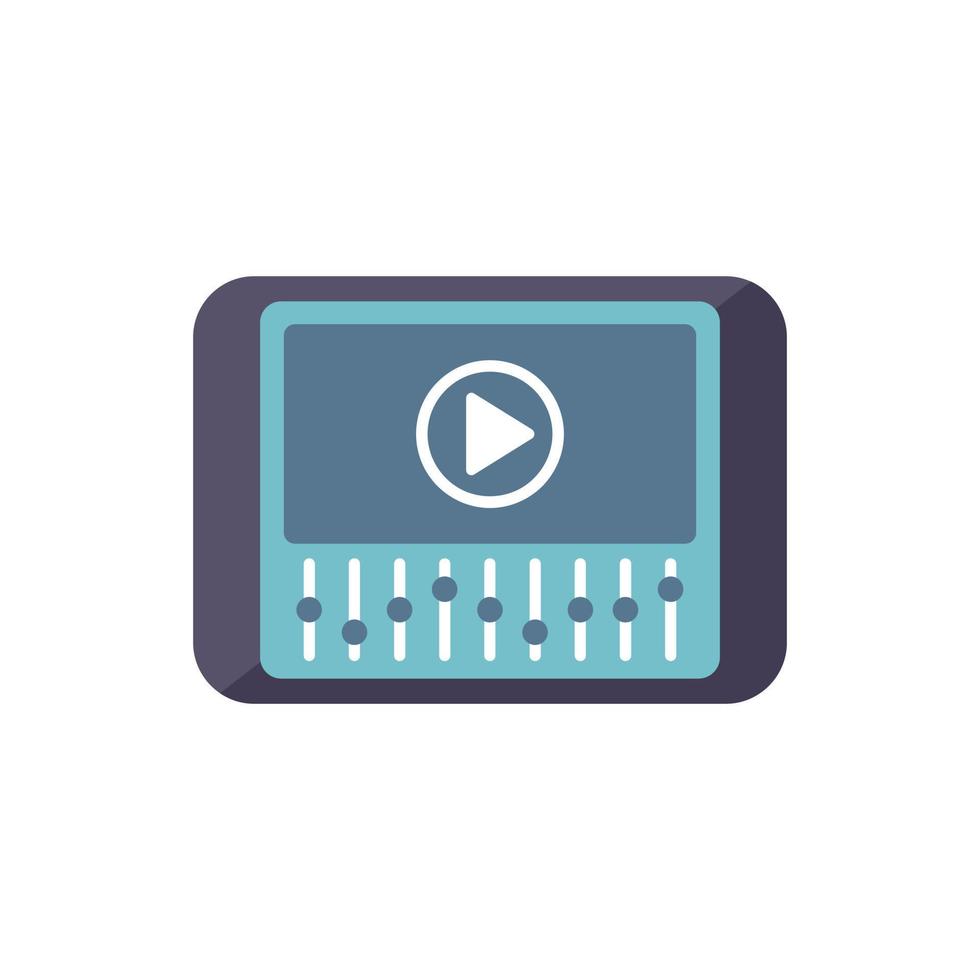 Tablet edit video icon flat vector. Montage film vector