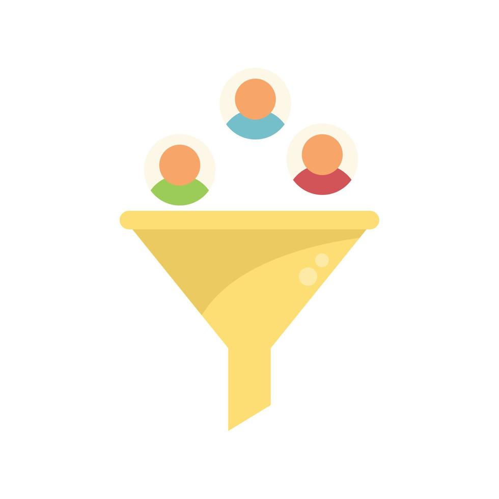 Audience funnel icon flat vector. Target hunter vector