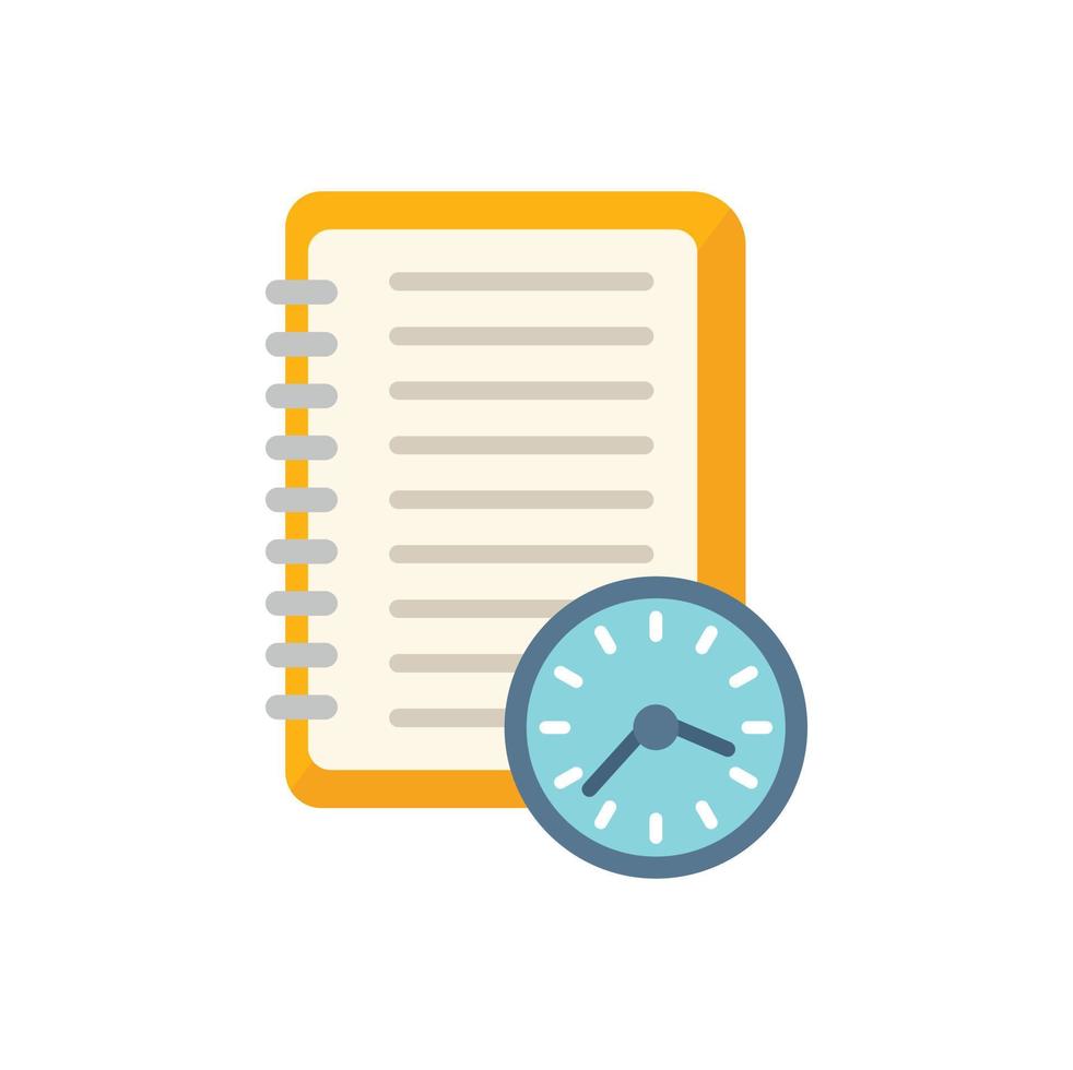 Timer notebook icon flat vector. Work project vector