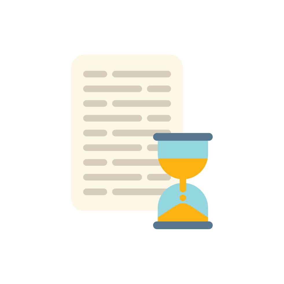 Hourglass paper icon flat vector. Control task vector