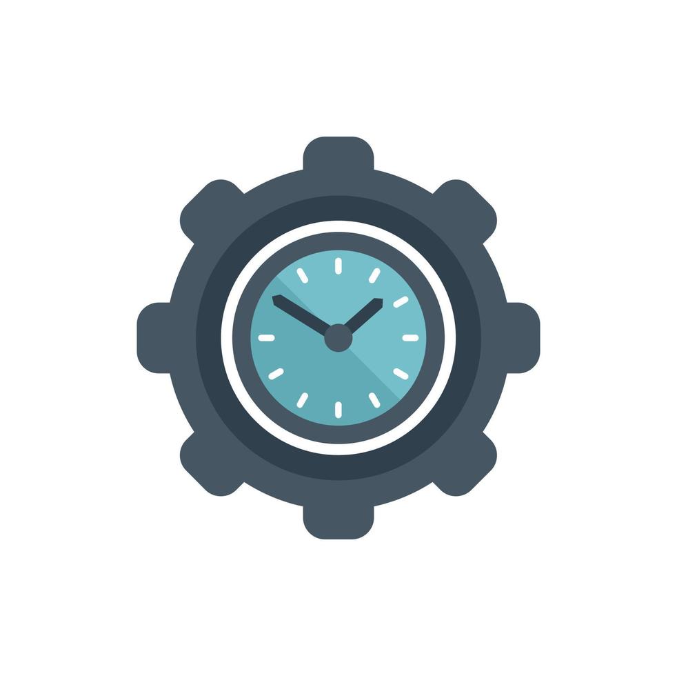 vector plano de icono de tiempo de engranaje. proyecto de reloj