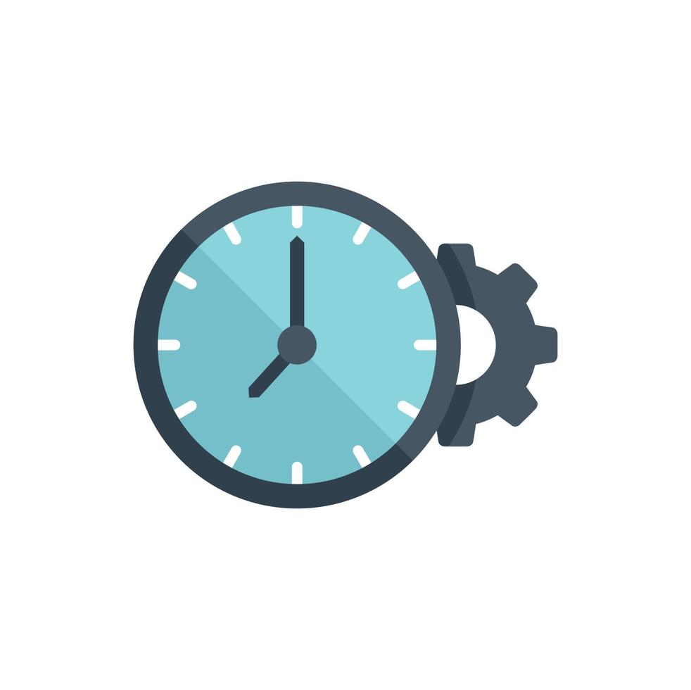 vector plano de icono de tiempo de engranaje de reloj. control de trabajo