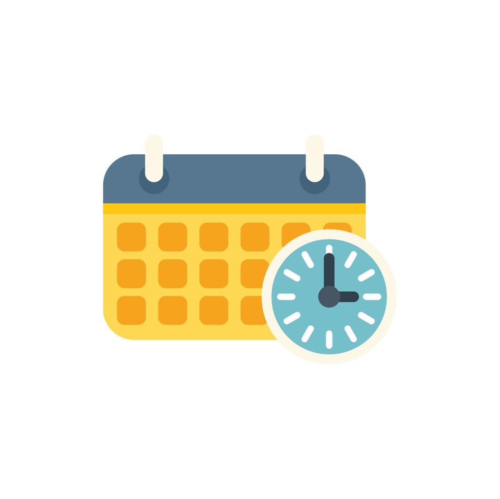 Calendar time icon flat vector. Work control vector