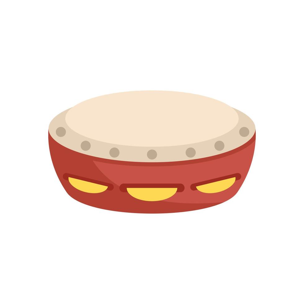 vector plano de icono de pandereta de percusión. tambor de samba