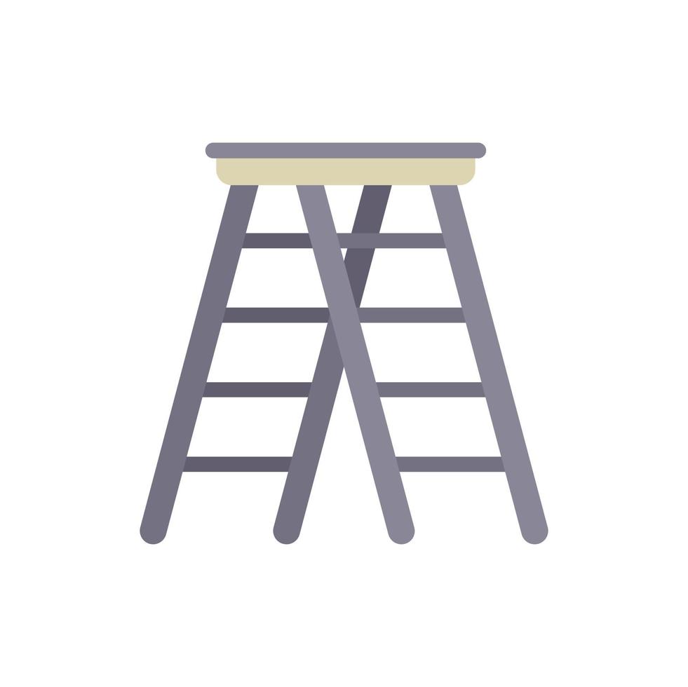 Construction ladder icon flat vector. Wooden step vector