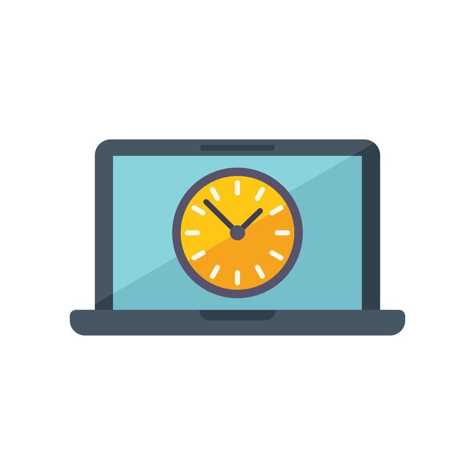 vector plano de icono de horas de trabajo portátil. tiempo de oficina