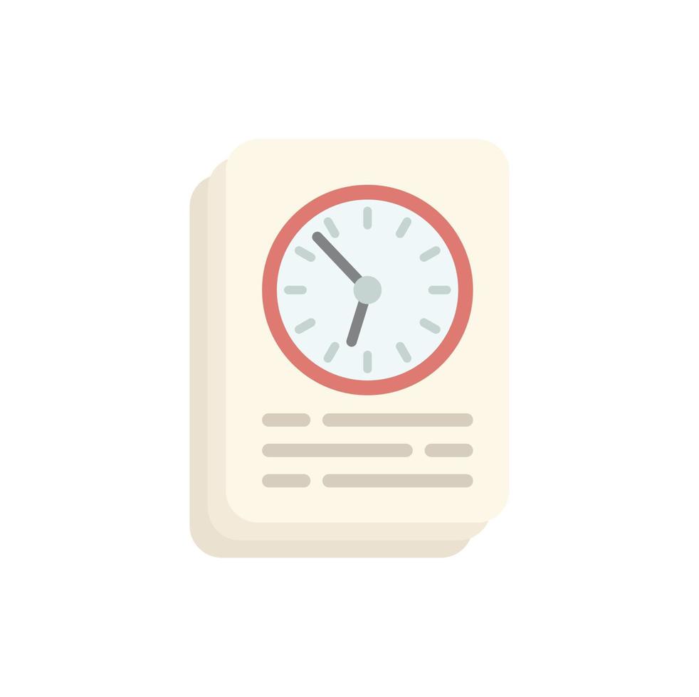 Work papers icon flat vector. Flexible time vector