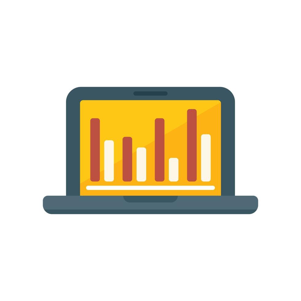 Laptop market chart icon flat vector. Segment target vector