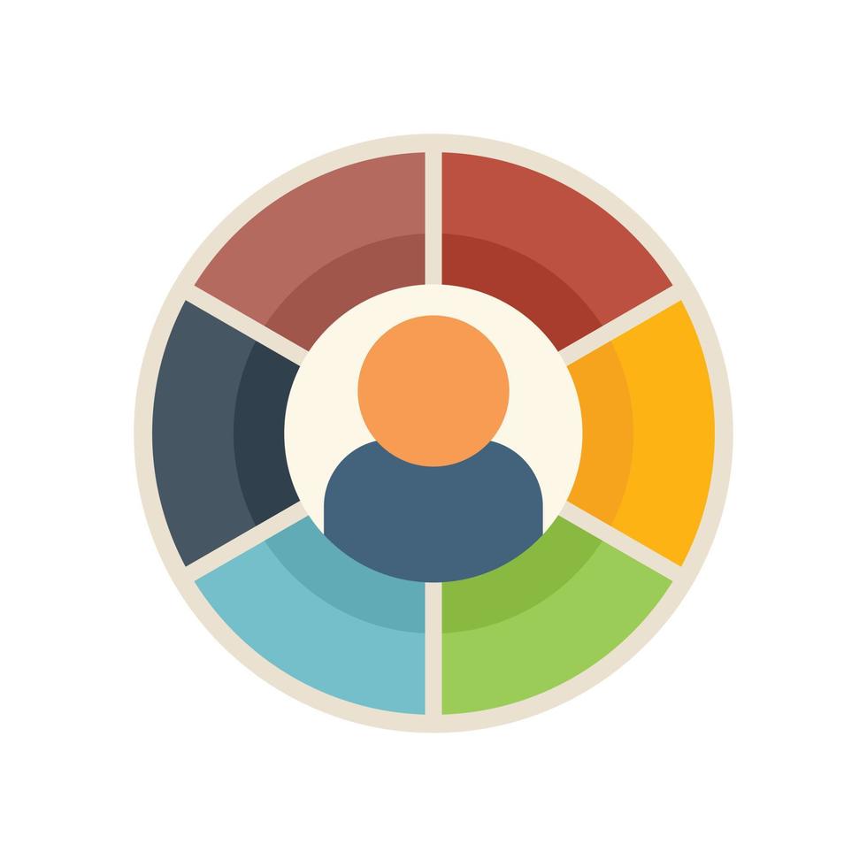 Pie chart segment icon flat vector. Market target vector