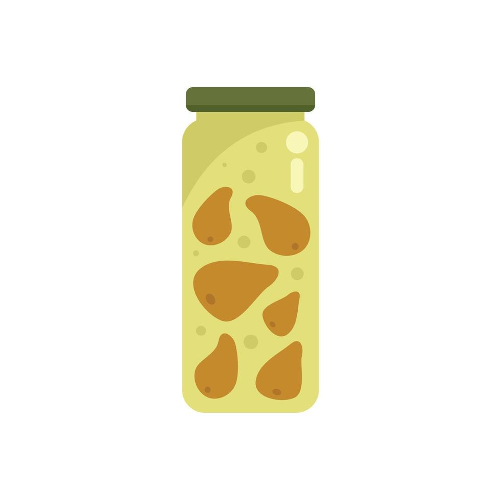 Pickle pear icon flat vector. Glass food vector