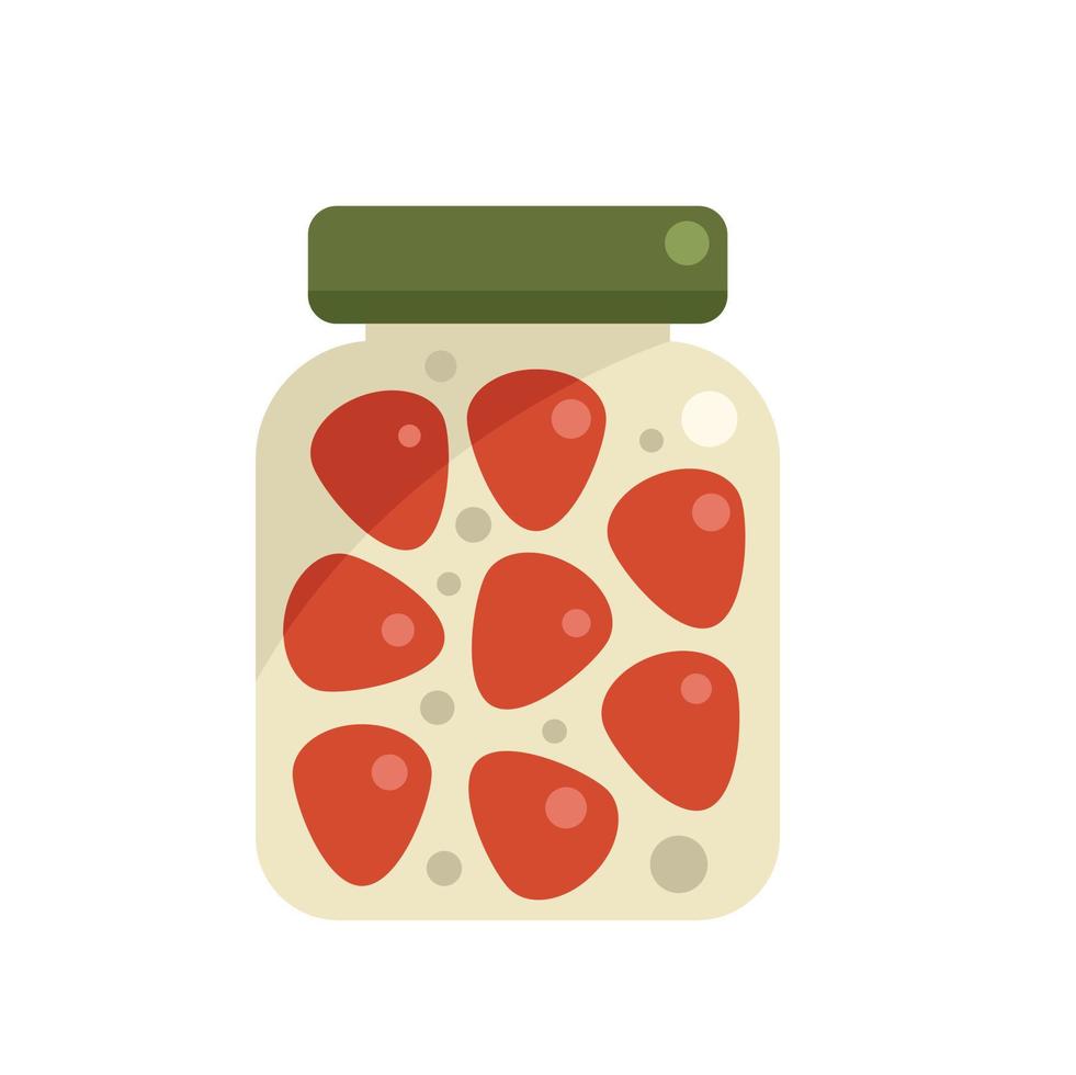 Pickled strawberry icon flat vector. Food glass vector