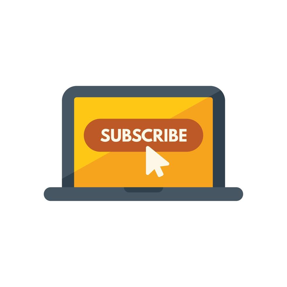 Laptop subscribe icon flat vector. Email message vector