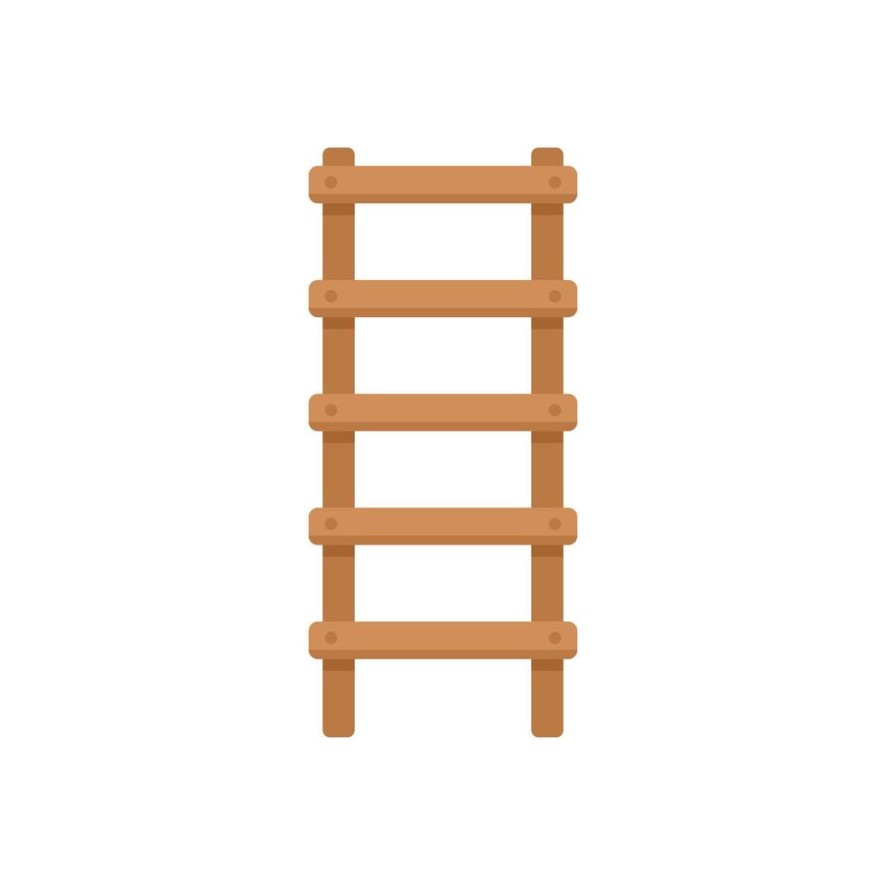 Worker ladder icon flat vector. Wood stand vector