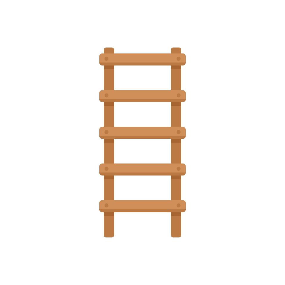 Worker ladder icon flat vector. Wood stand vector