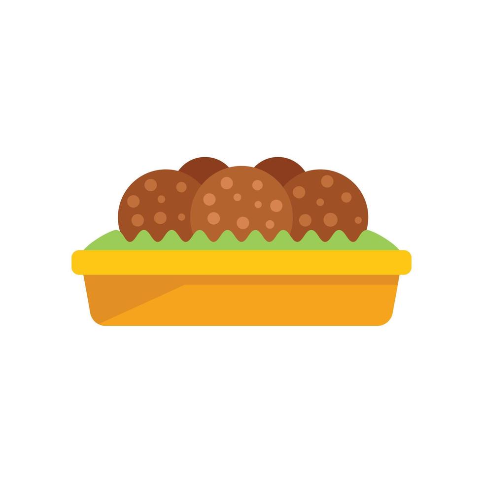 Arabic falafel icon flat vector. Cooking plate vector