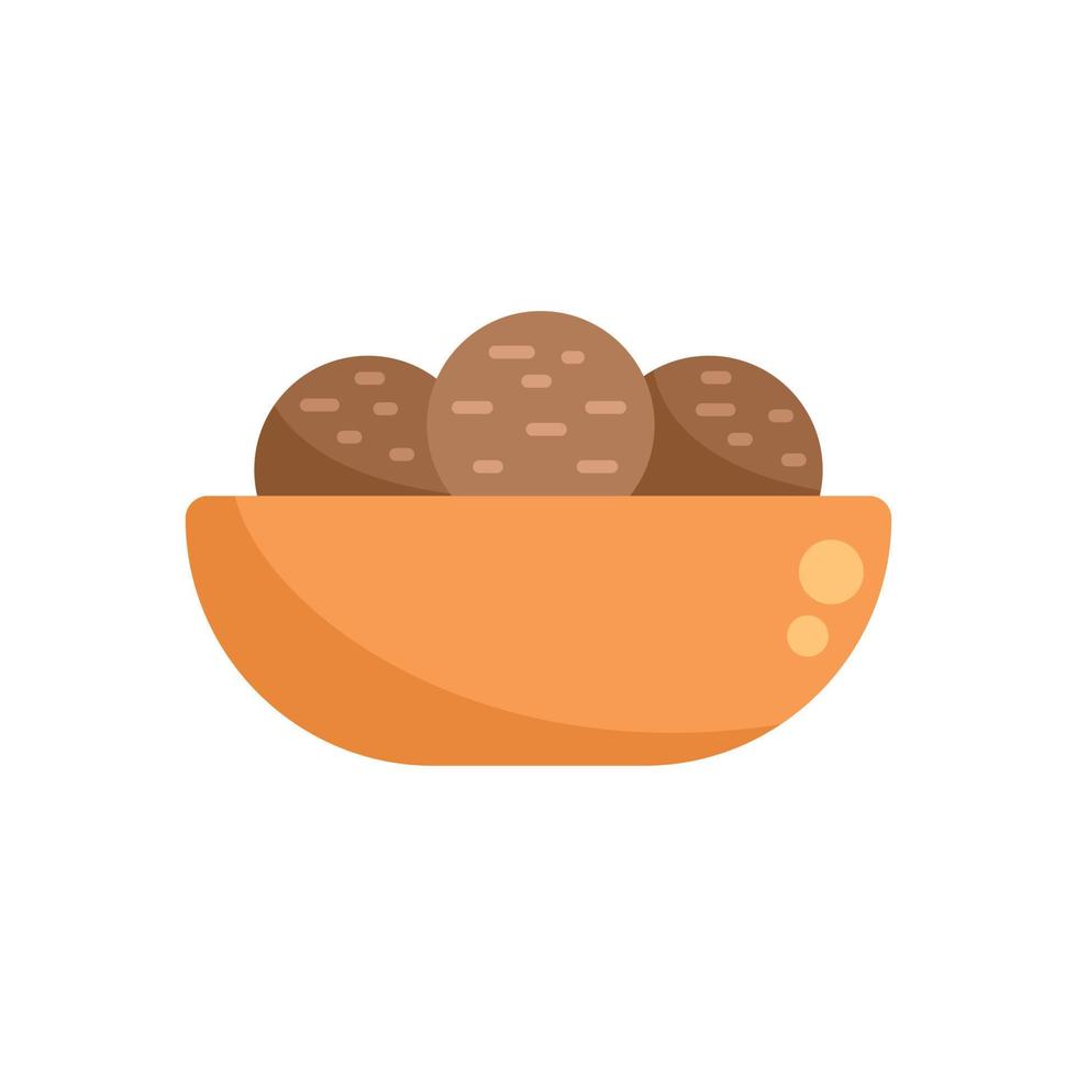 Falafel plate icon flat vector. Cooking ball vector