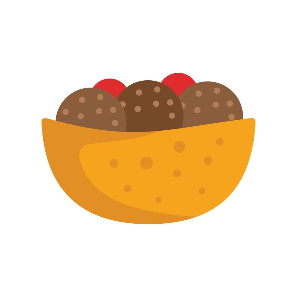 Falafel with herbs icon flat vector. Cooking plate vector