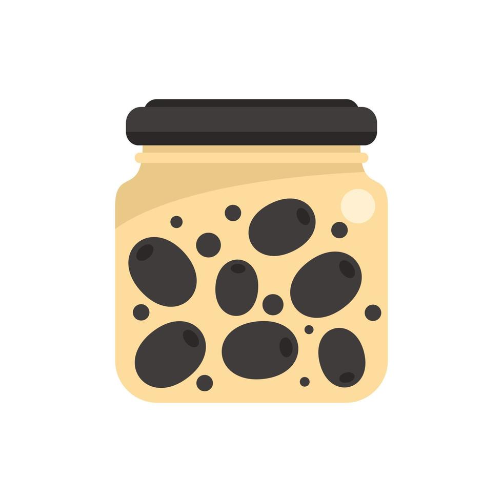 Canned olives icon flat vector. Food pickle vector