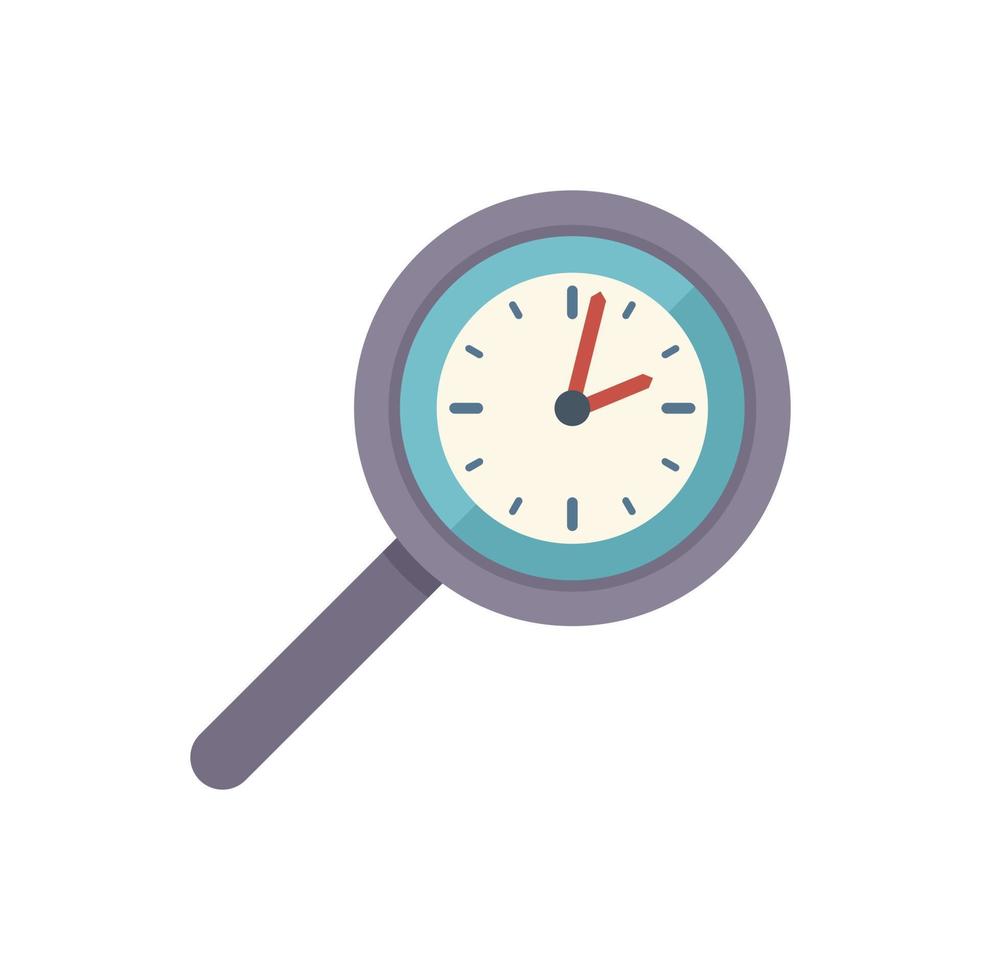 Work magnifier icon flat vector. Flexible time vector