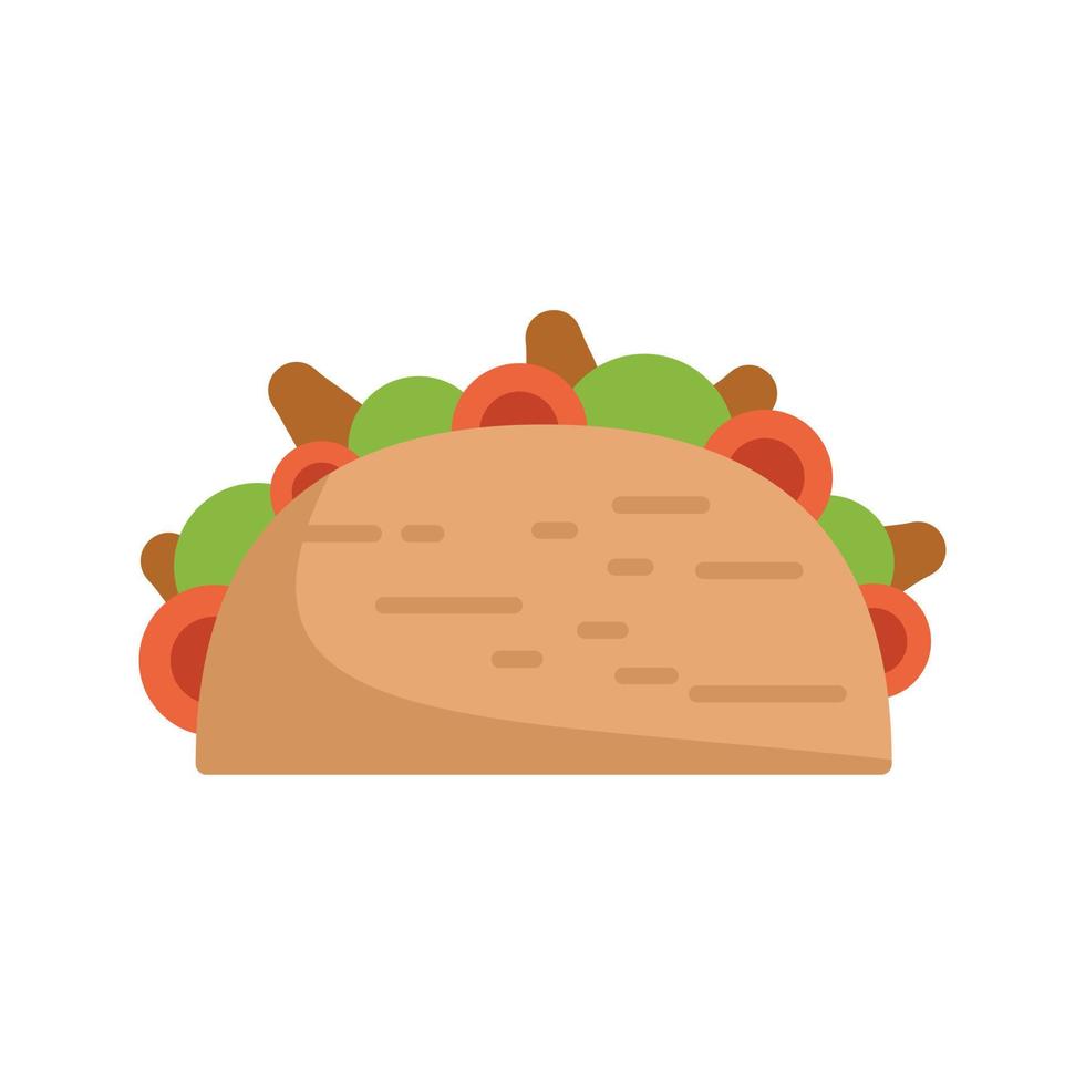 Taco meal icon flat vector. Mexican food vector