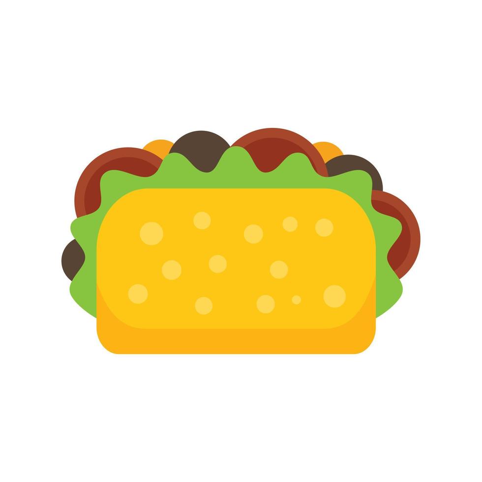 Cactus taco icon flat vector. Mexican food vector