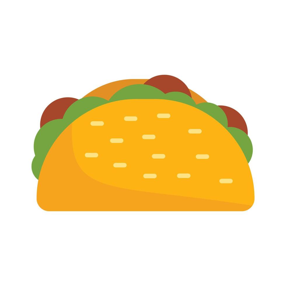 Wrap taco icon flat vector. Mexican food vector