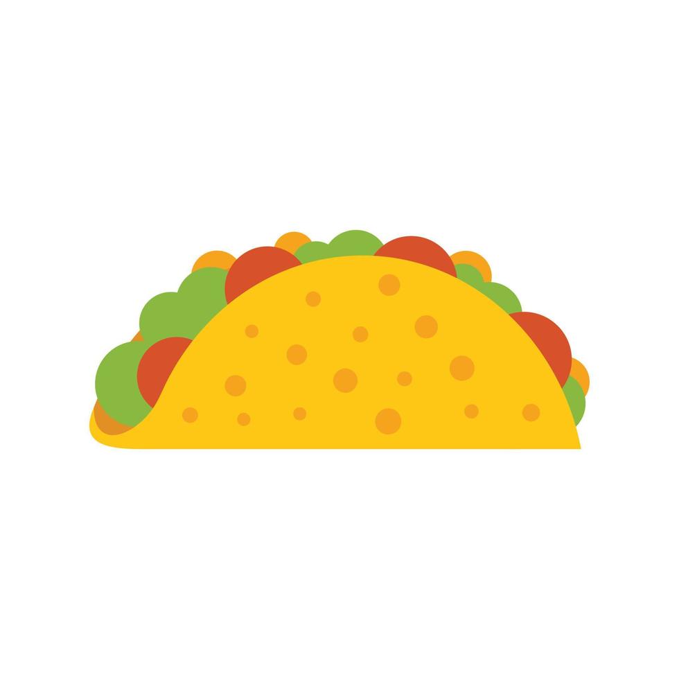 Cute taco icon flat vector. Mexican food vector