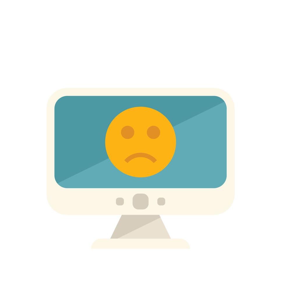 Monitor dislike icon flat vector. Social media vector