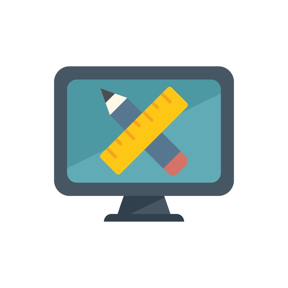 Draw monitor icon flat vector. Web ux vector