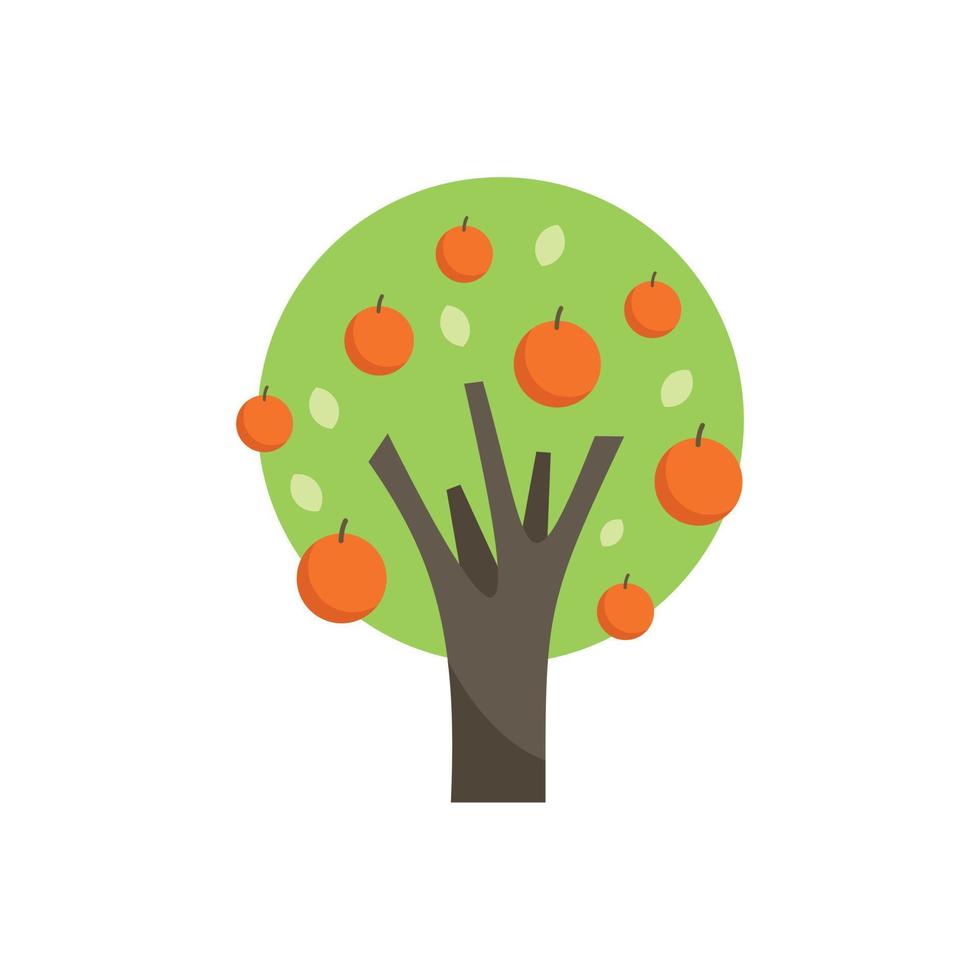 Orange tree icon flat vector. Garden plant vector