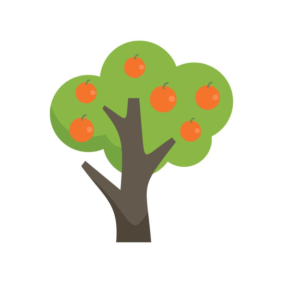 vector plano de icono de árbol de fruta naranja. arbol de jardin