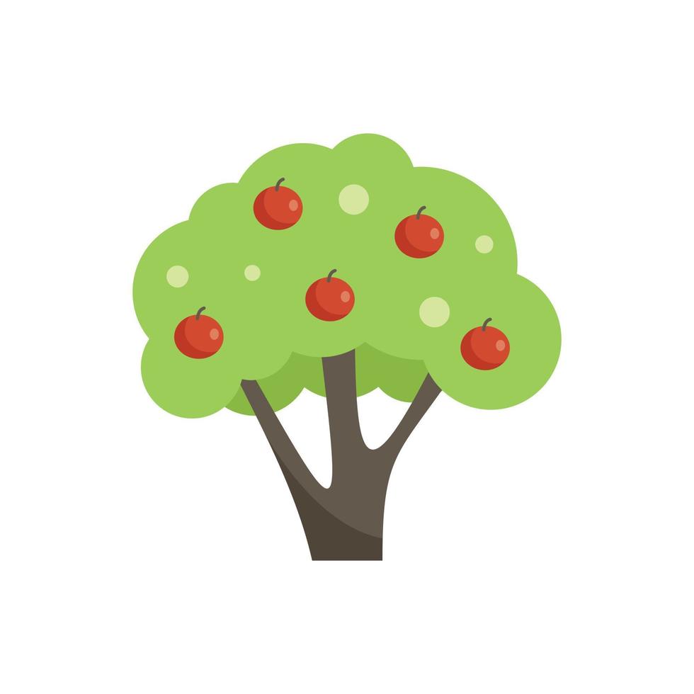 vector plano de icono de árbol de manzana pequeño. cosecha de granja