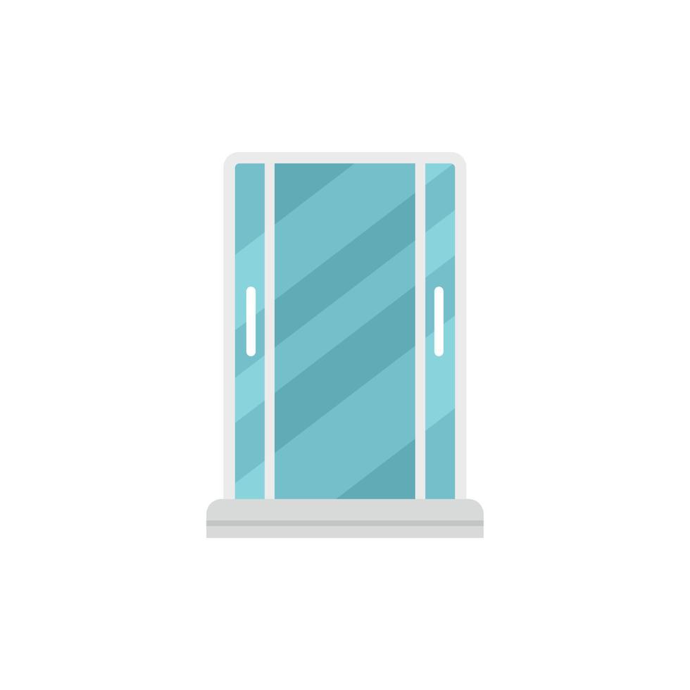 Bath cabin icon flat vector. Glass stall vector