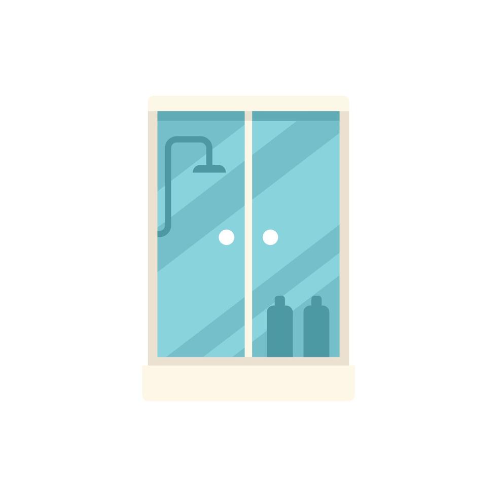 Apartment shower cabin icon flat vector. Glass door vector